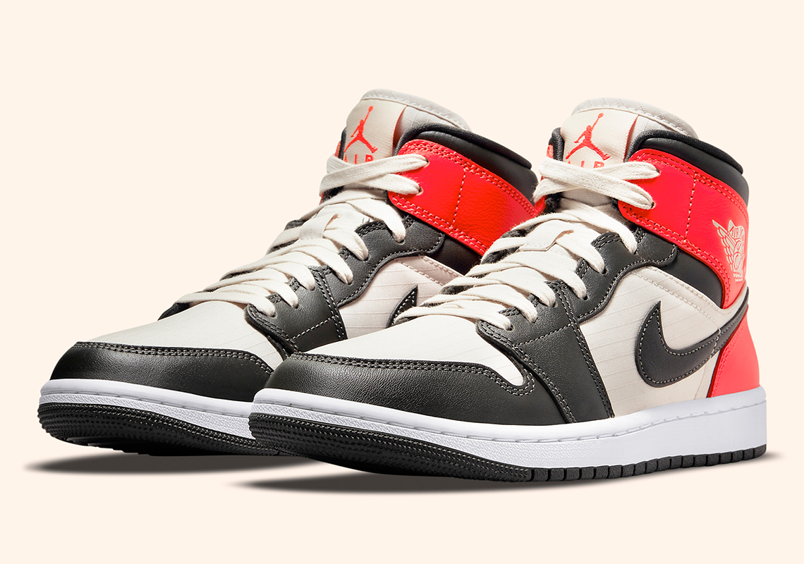 Grid Nylon Appears On The Air Jordan 1 Mid SE "Light Orewood Brown"