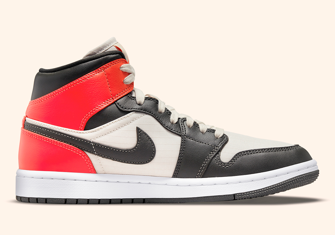 Air Jordan 1 Mid Se Light Orewood Brown Newsprint Bright Crimson Dq6078 100 2