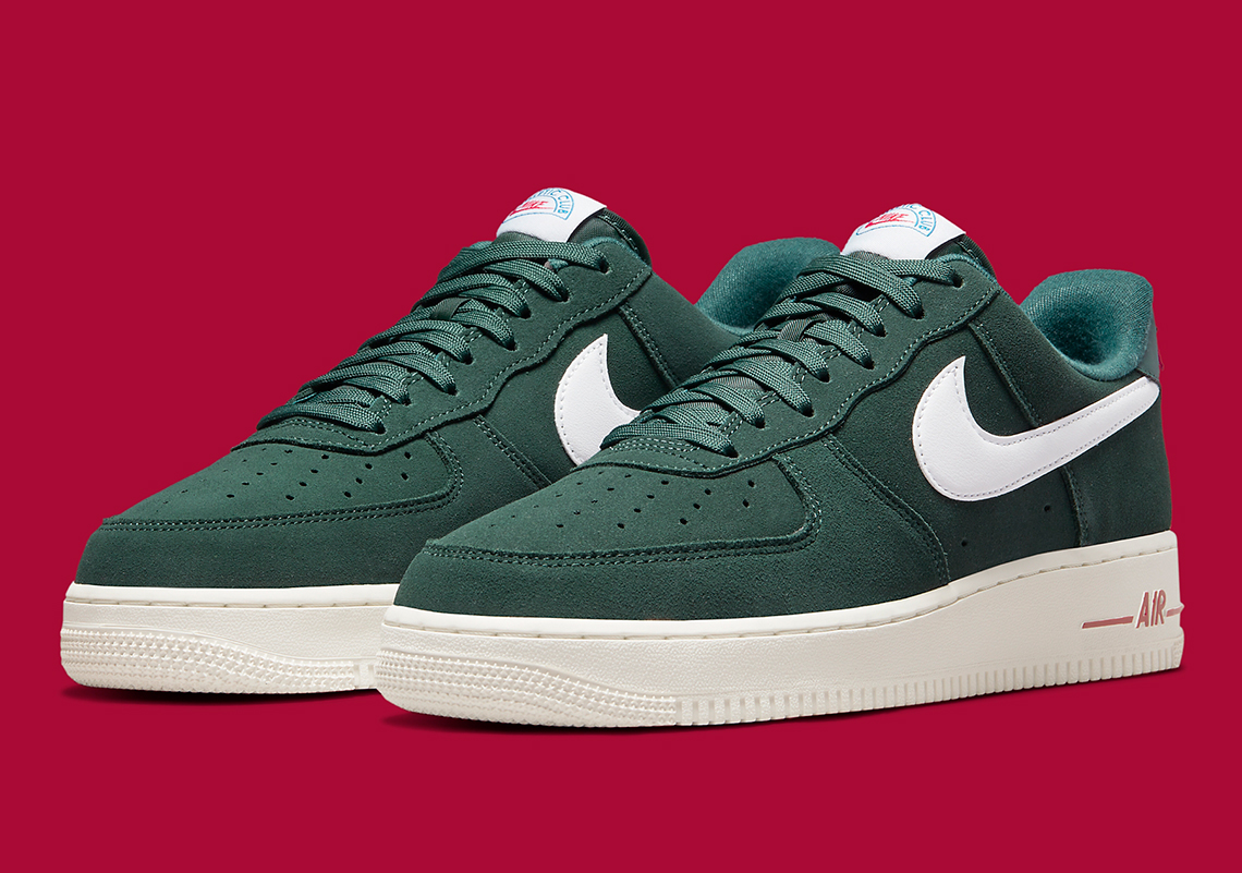 The Nike Air Force 1 Low "Athletic Club" Brings A Varsity Jacket Look In Green And Red