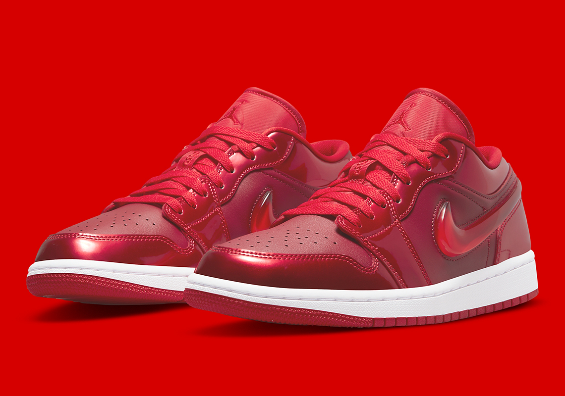 Air Jordan 1 Low “Pomegranate” Features Large Jeweled Swooshes