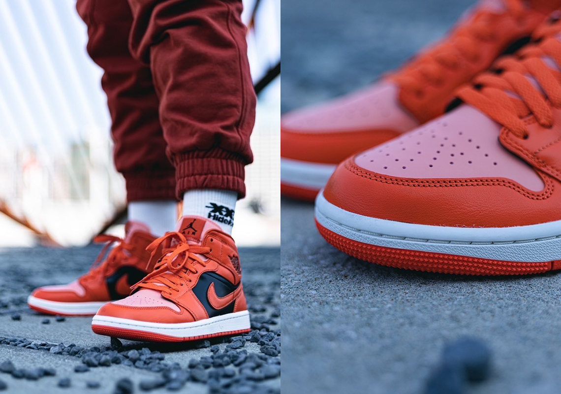 Air Jordan 1 Mid Orange Black Halloween 4