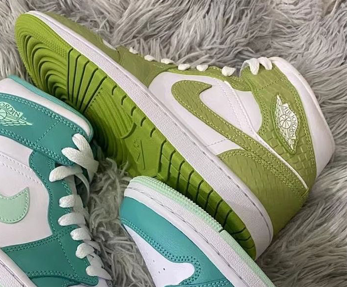 Air Jordan 1 Mid Womens Green Snakeskin 2022 3