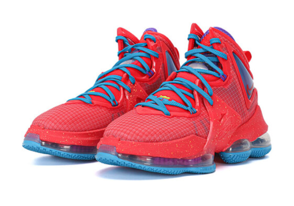 The Nike LeBron 19 "King's Crown" Pairs Up Siren Red And Laser Blue