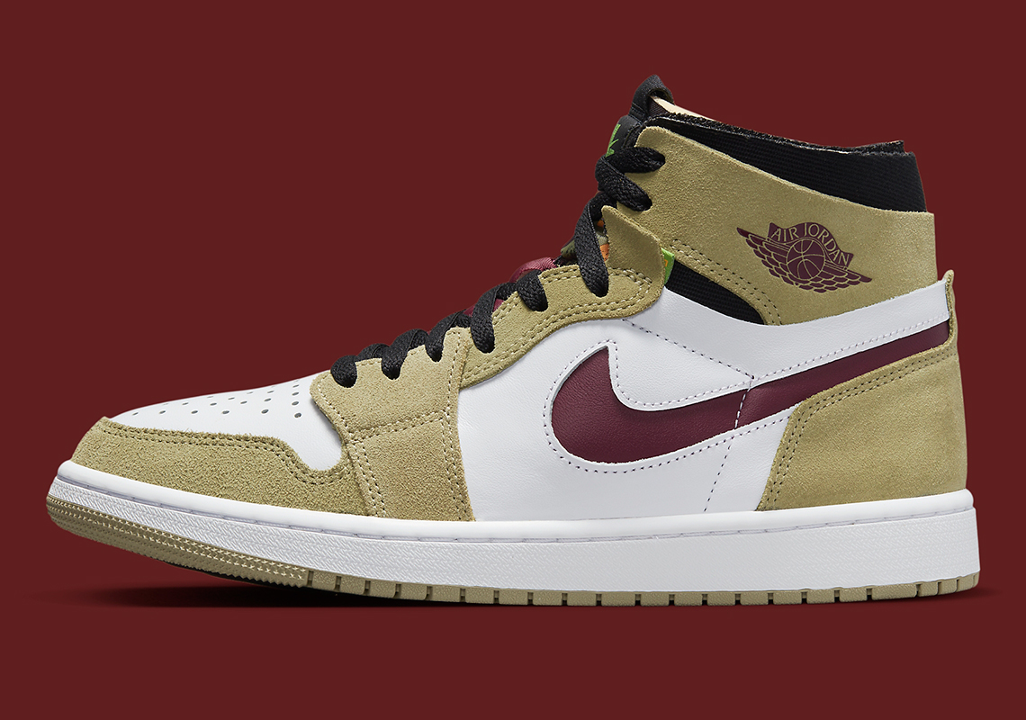 Air Jordan 1 Zoom Cmft Khaki Maroon Ct0978 203 4