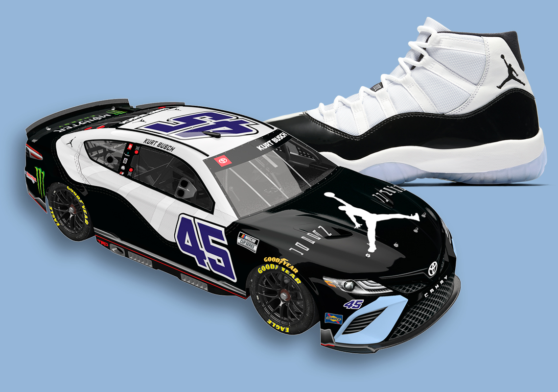 Kurt Busch Is Set To Take On The Richmond Raceway In A Toyota Camry TRD Inspired By The Air Jordan 11 "Concord"