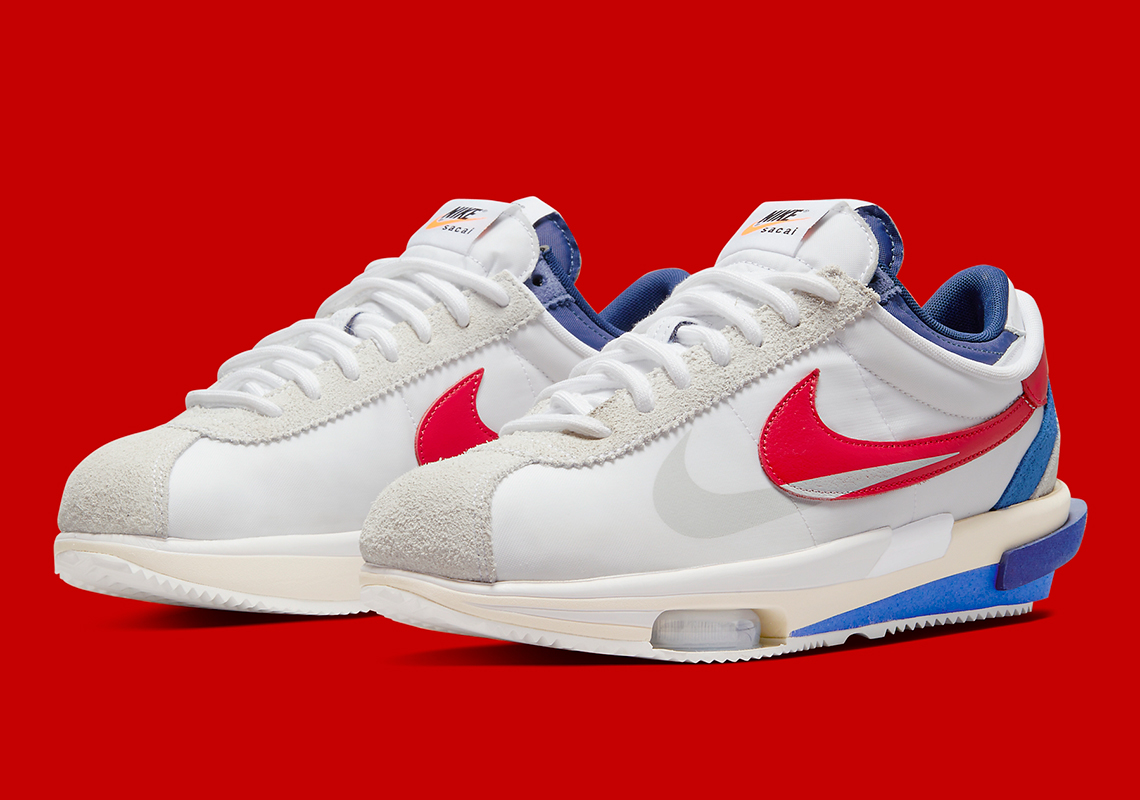 Sacai Nike Cortez 4 0 White Red Royal Dq0581 100 Release Date 10