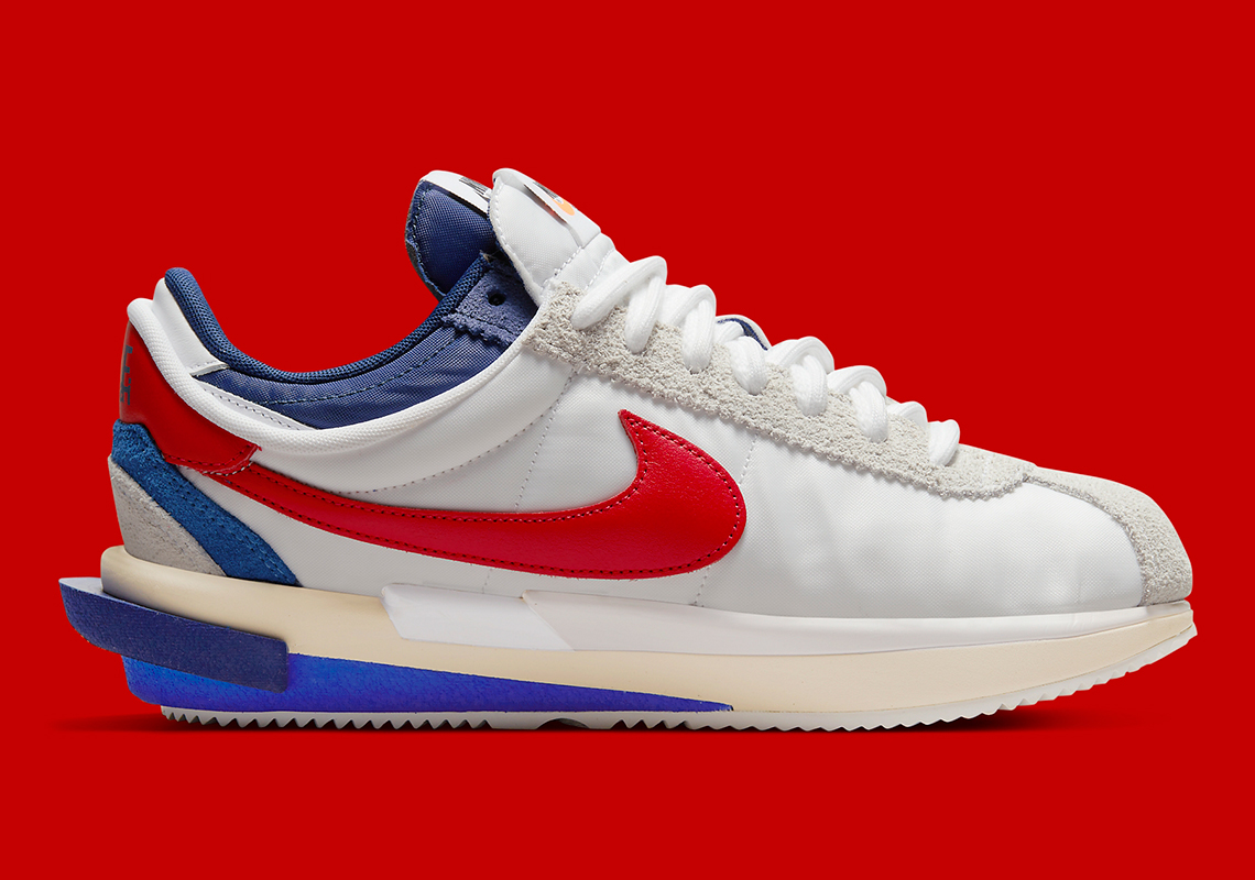 Sacai Nike Cortez 4 0 White Red Royal Dq0581 100 Release Date 2