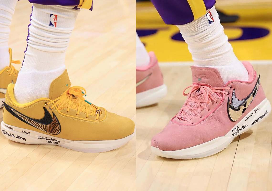 LeBron James Shows Off Unreleased Nike LeBron 20 "Tiger" And "Rose" Pairs