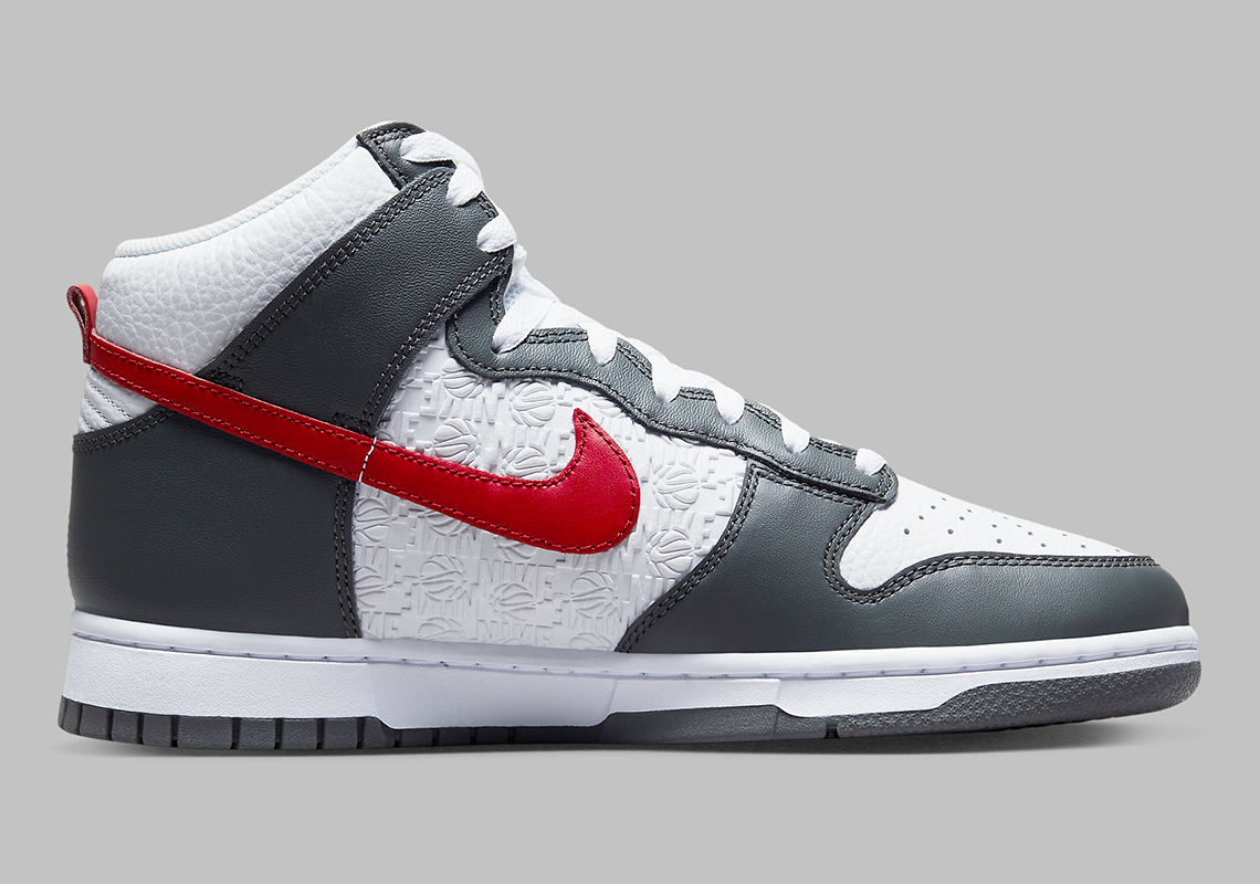 Nike Dunk High Embossed Grey White Red Fd0668 001 1