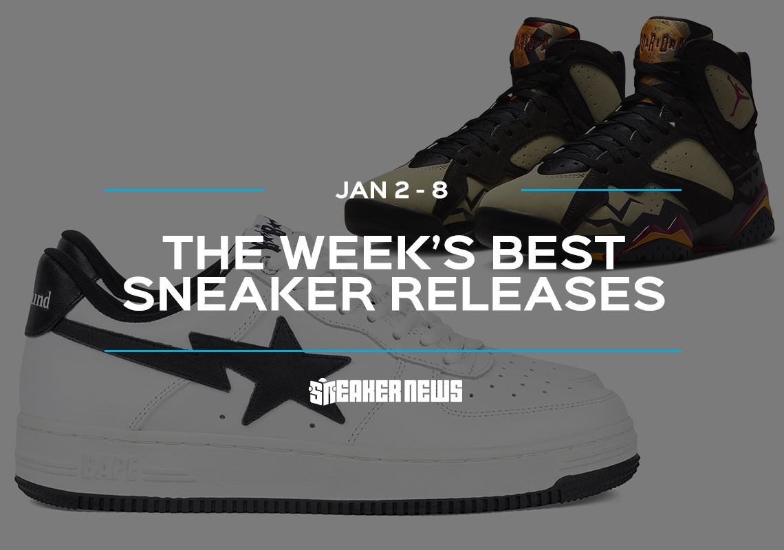The JJJJound x BAPE STA And Air Jordan 7 "Black/Olive" Headline The First Week Of 2023