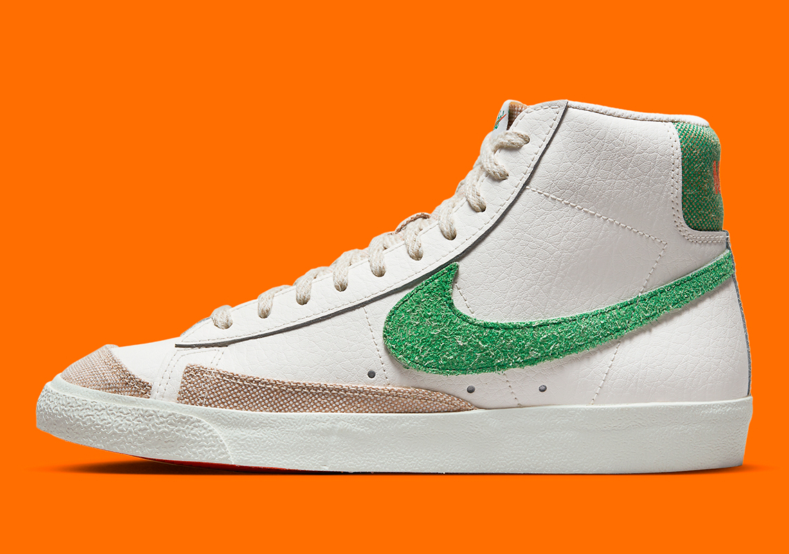 Spring 2023-Ready Green And Orange Colors Share This Nike Blazer Mid '77