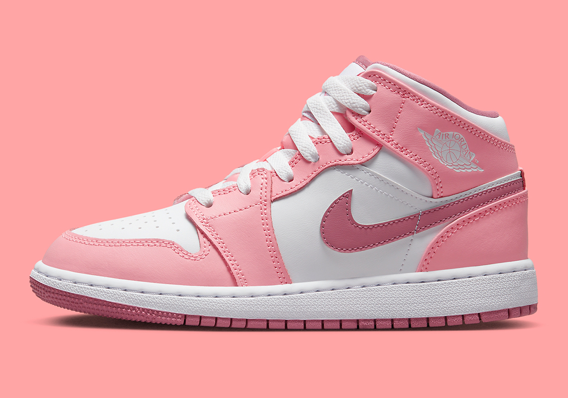 Air Jordan 1 Mid Gs Pink White Valentines Day 8