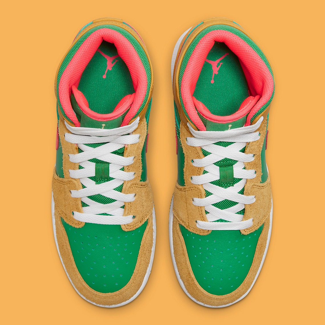 Air Jordan 1 Mid Gs Tan Green Pink Dx4365 700 1