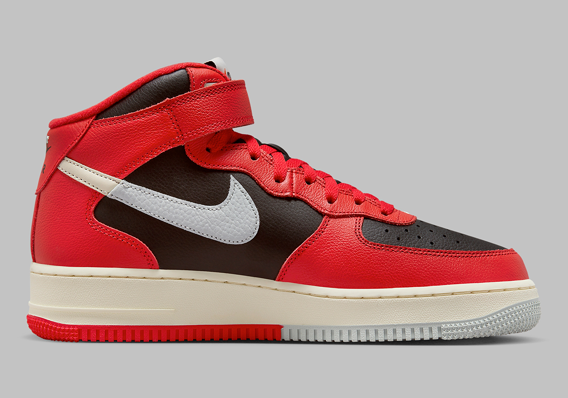 Nike Air Force 1 Mid Split Red Black Dz2554 001 5