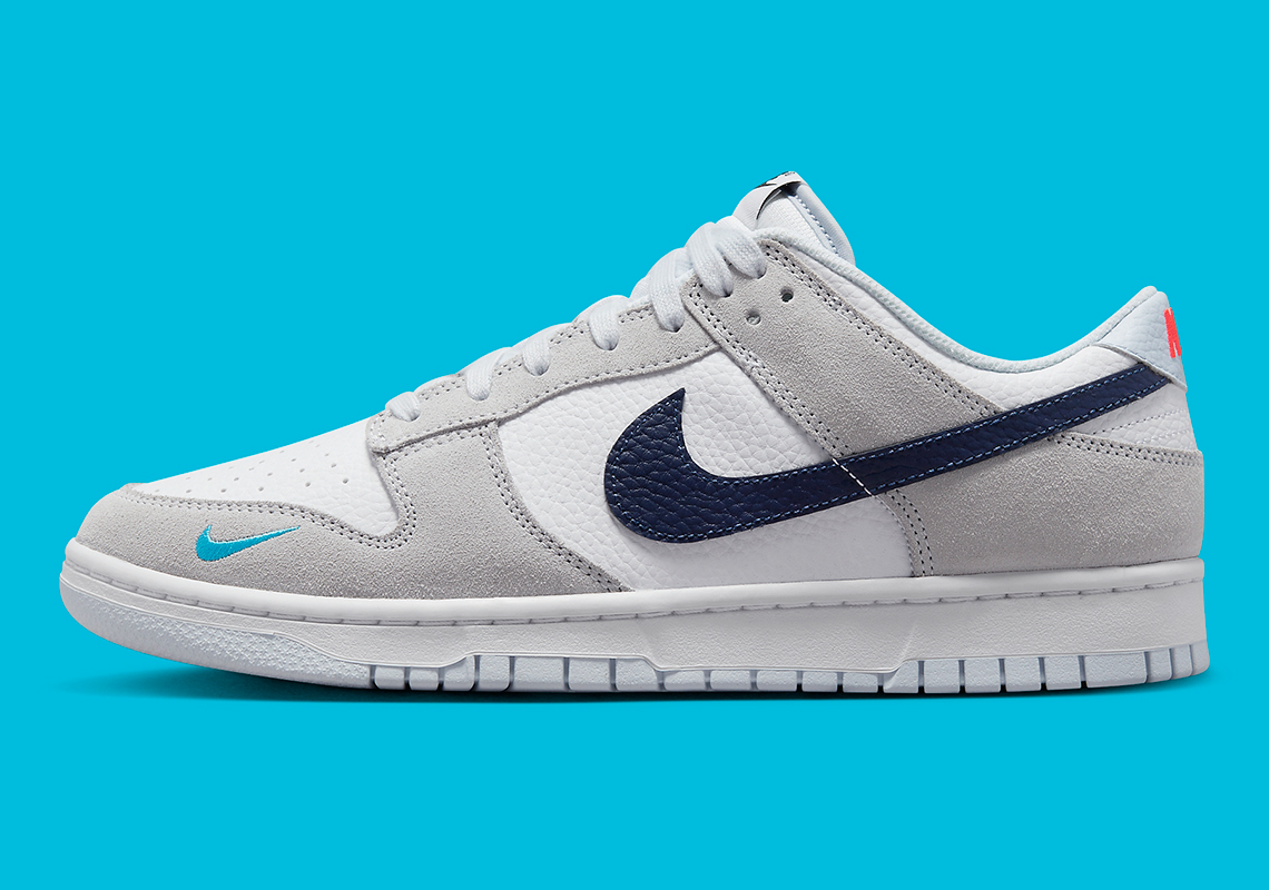 Nike Dunk Low Grey Navy Mini Swoosh 3