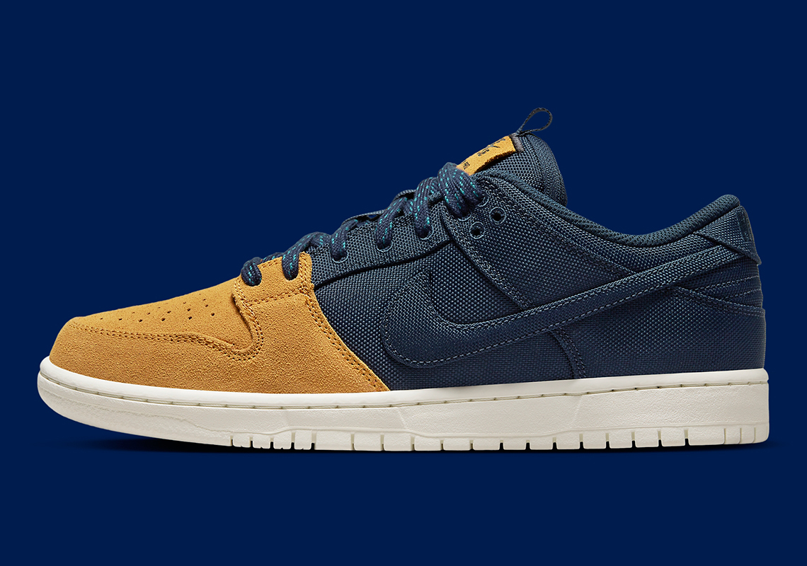 Stash Pockets And Ramp-Building Come Together On The Nike SB Dunk Low "Midnight Navy/Ochre"