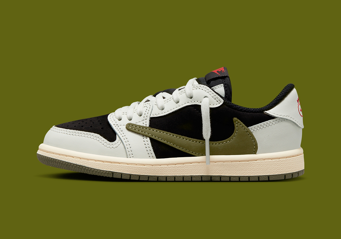 Official Images Of The Travis Scott x Air Jordan 1 Low OG “Olive” (PS/TD)