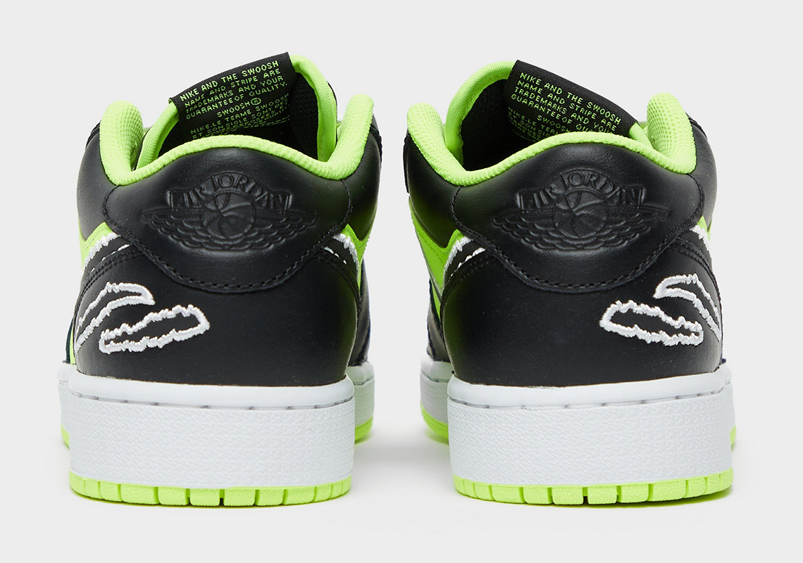 Air Jordan 1 Low Black Neon Scratch Marks 6