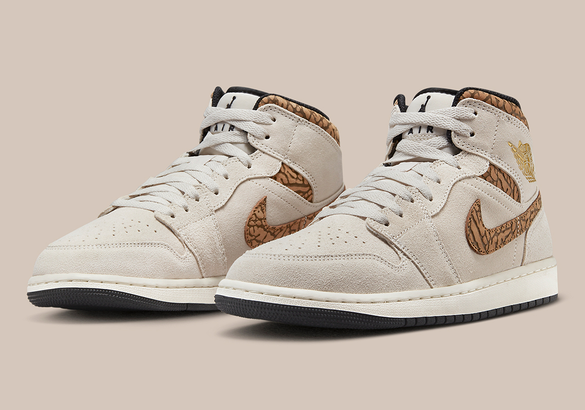 Mocha Brown Elephant Print Adorns The Air Jordan 1 Mid