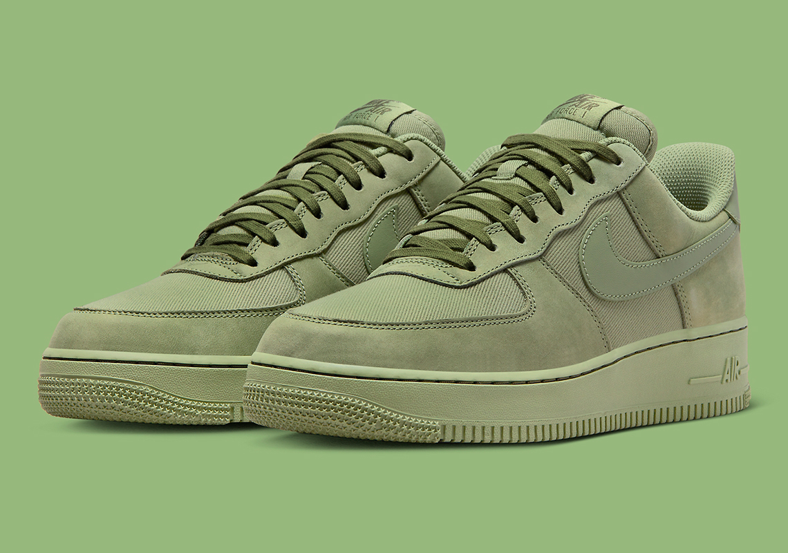 "Oil Green" Hues Come Clad Across The Nike Air Force 1 Low's Premium Build
