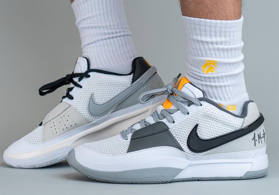 The Nike JA 1 Rises In A Clean White/Black/Grey Mix