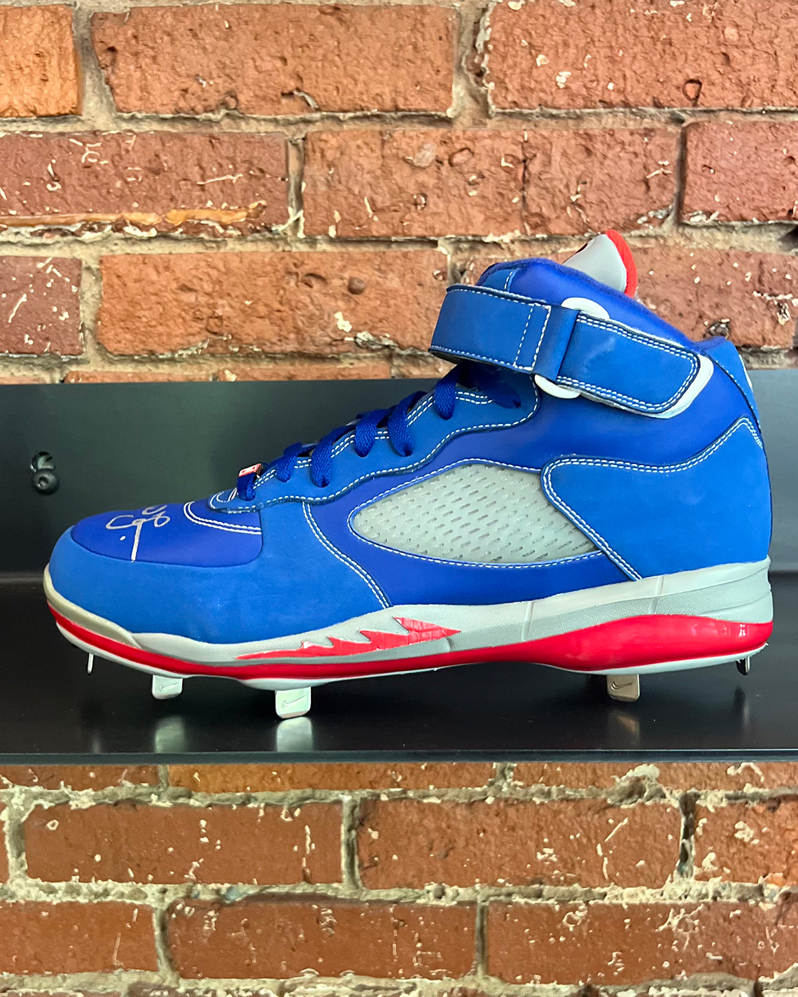 Hometeam Baseball Cleats Display Air Jordan 5 Blue Red
