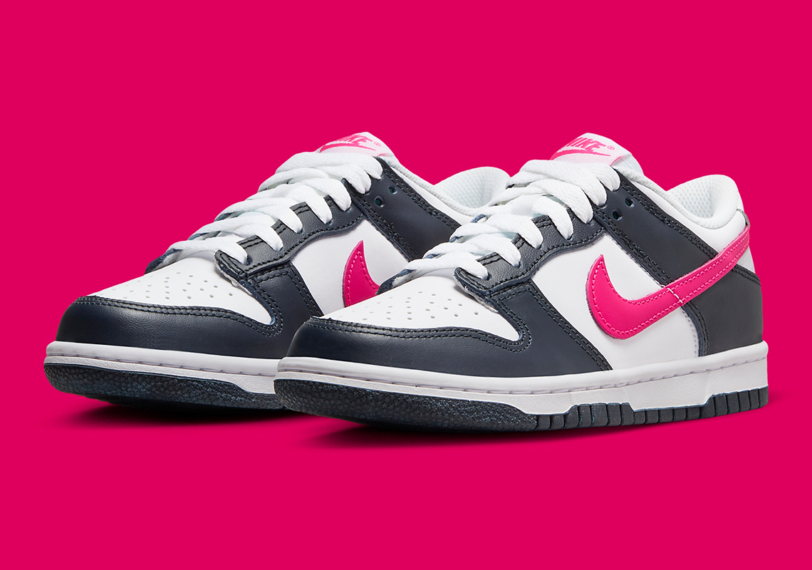 The Nike Dunk Low Composes A Dark Obsidian And Fierce Pink Contrast