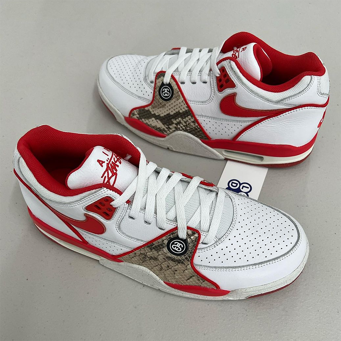 Stussy Nike Air Flight 89 White Habanero Red Sail Snakeskin Fd6475 101 7