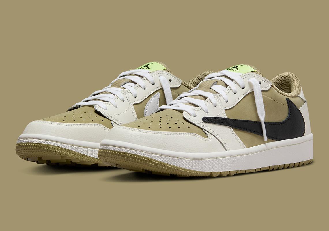Official Images Of The Travis Scott x Air Jordan 1 Low OG Golf “Olive”
