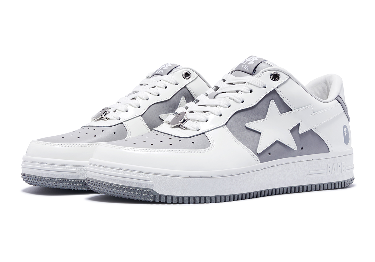 A Bathing Ape Bape Sta Patent Leather White Grey 5