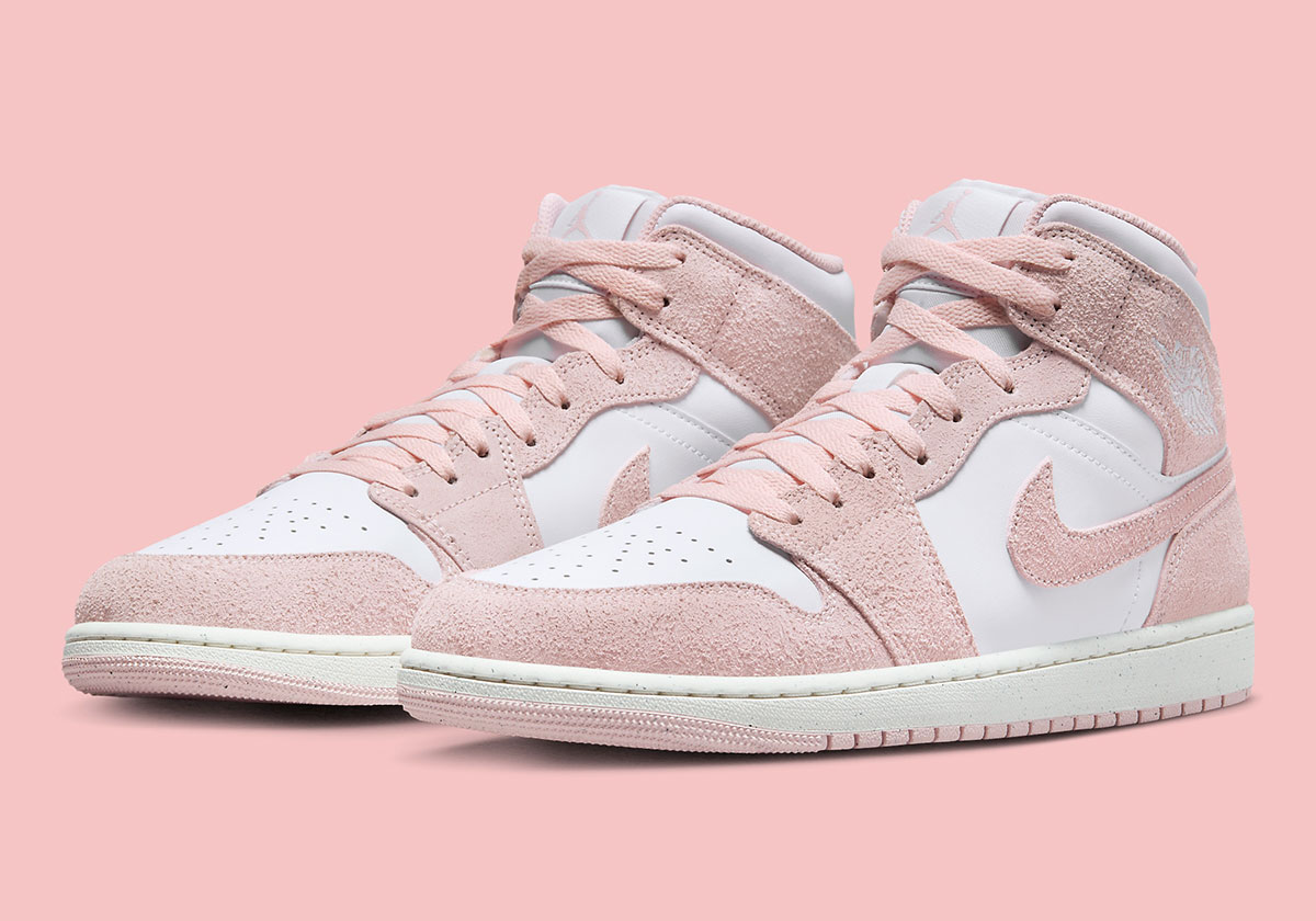 Official Images Of The Air Jordan 1 Mid "White/Soft Pink"