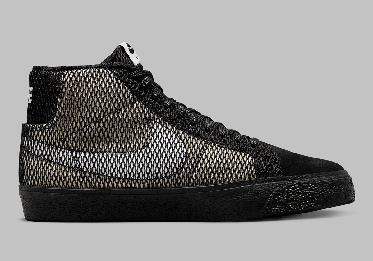 Nike Sb Blazer Mid Black Mesh Netting 3