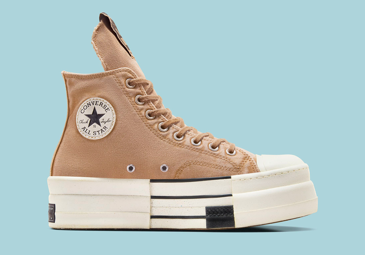 Rick Owens Converse Dbl Drkshdw Washed Tan Canvas 6