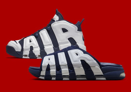 AVAILABLE NOW: Nike Air More Uptempo Slides “Olympic”