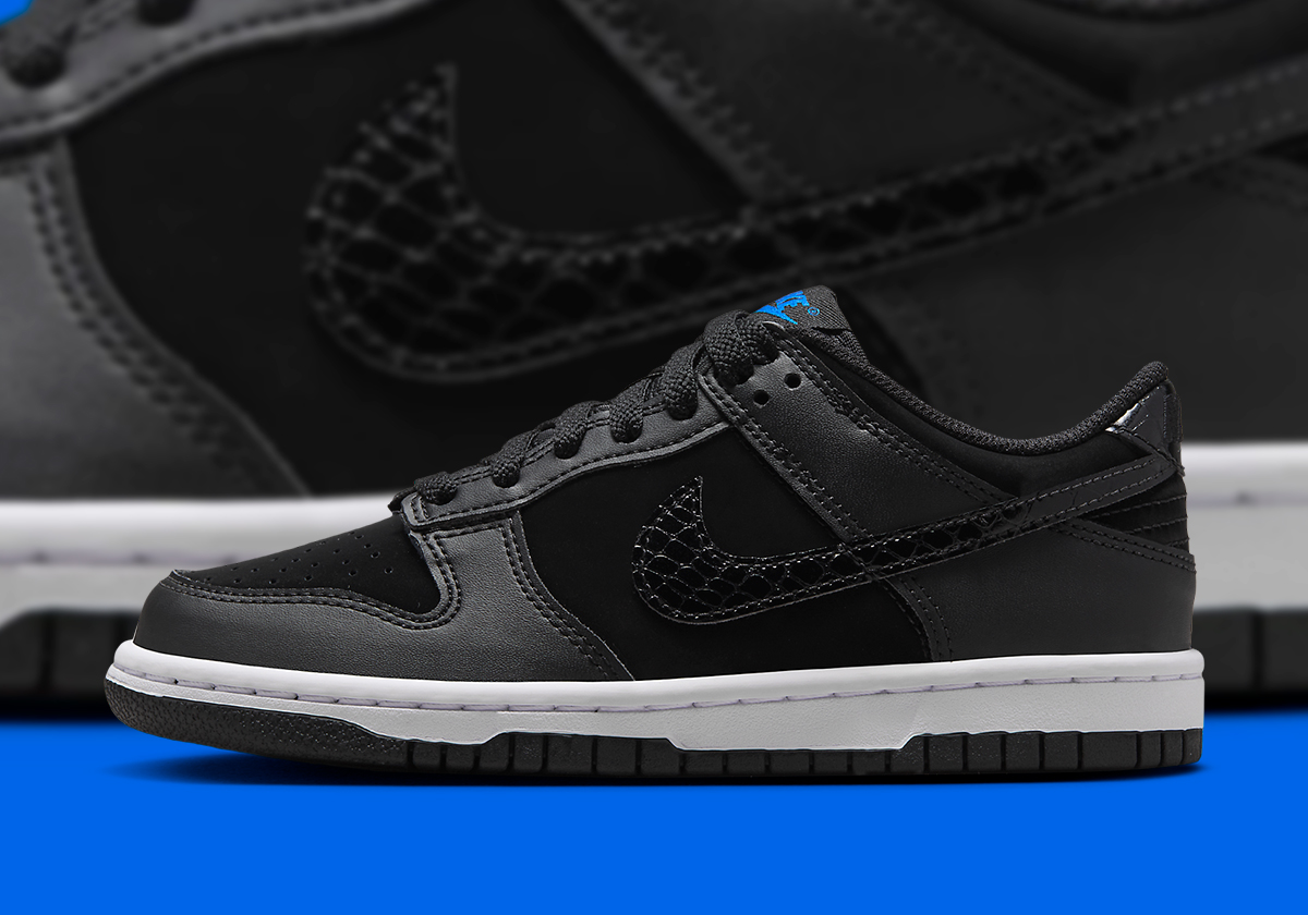 Black Croc Swooshes Appear On A Kids-Only Nike Dunk Low