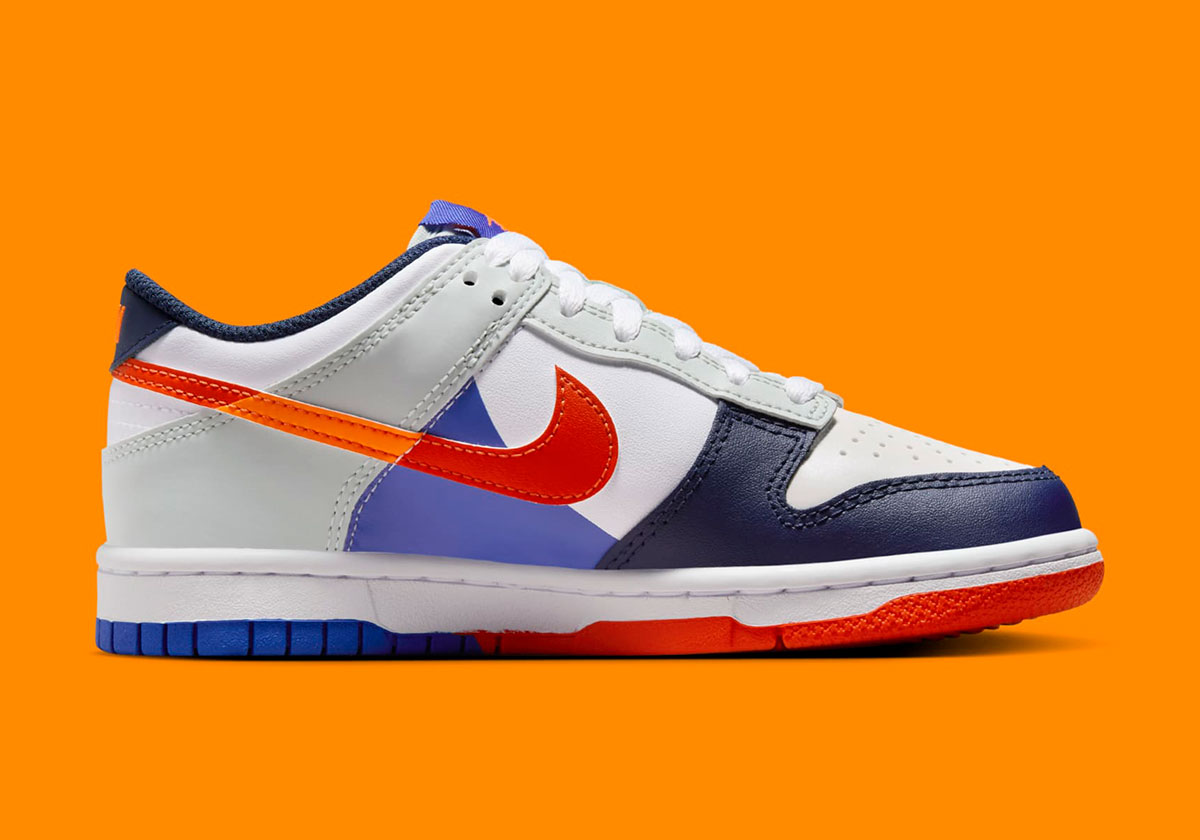 Nike Dunk Low Gs White Light Midnight Navy Fq7674 100 4