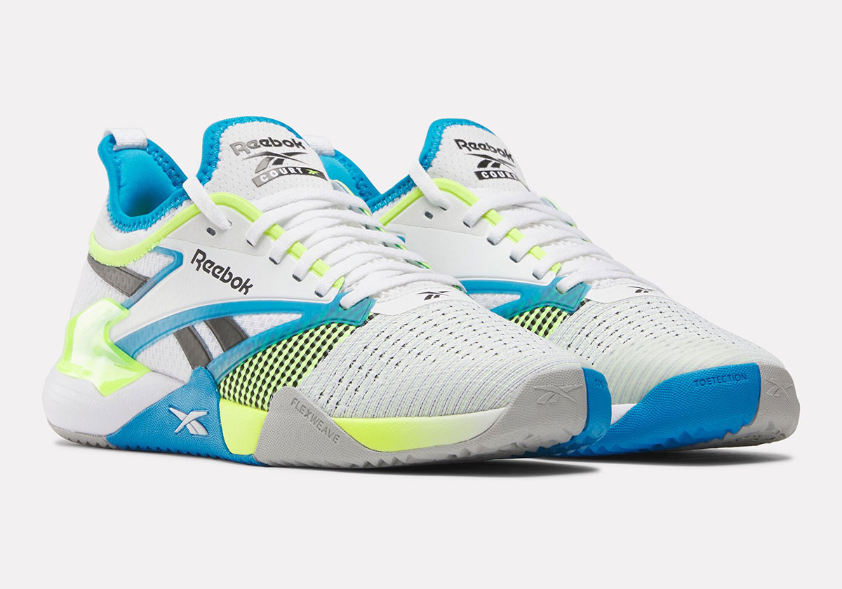 Reebok Nano Court Pickleball White Blue Neon