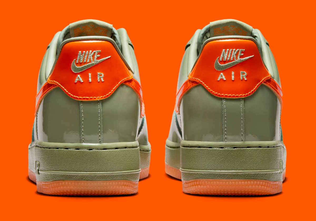 Nike Air Force 1 Low Premium Oil Green Platinum Tint Safety Orange Hj9118 386 2