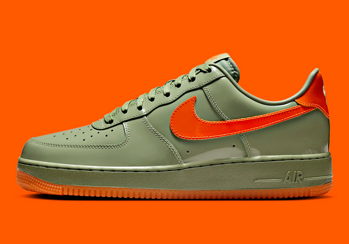Nike Air Force 1 Low Premium Oil Green Platinum Tint Safety Orange Hj9118 386 6