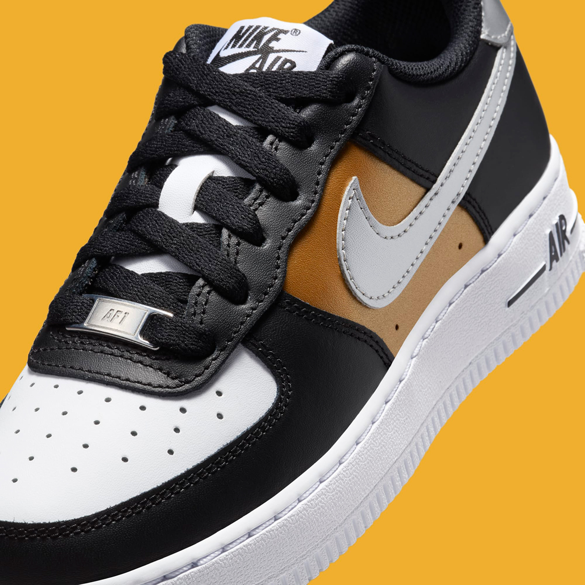 Nike Air Force 1 Low Gs Black White Metallic Gold Metallic Silver Hv0937 010 3