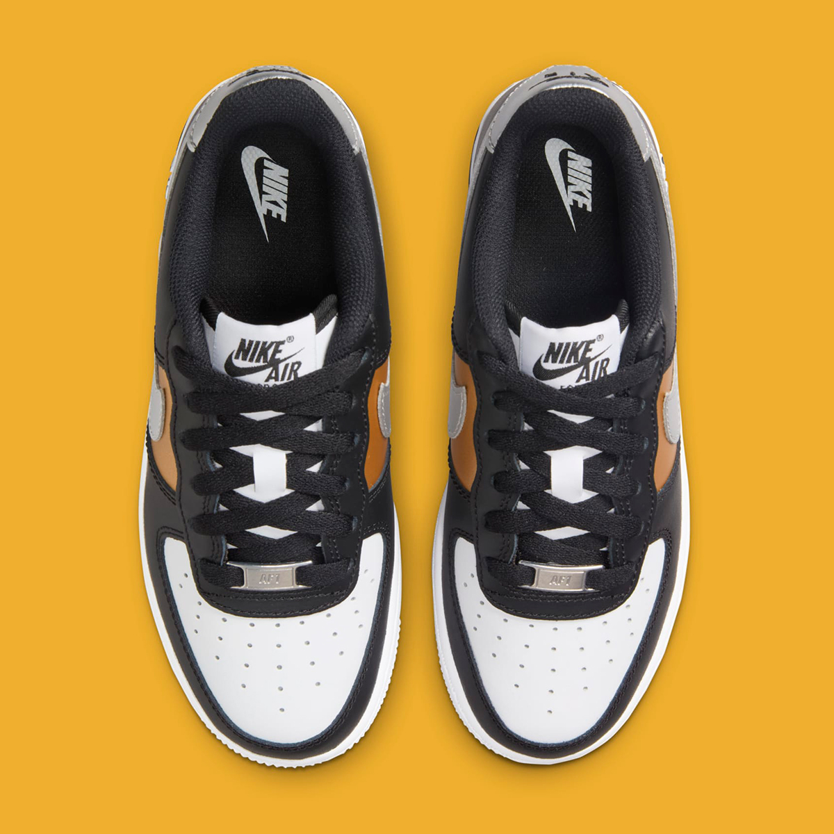 Nike Air Force 1 Low Gs Black White Metallic Gold Metallic Silver Hv0937 010 5