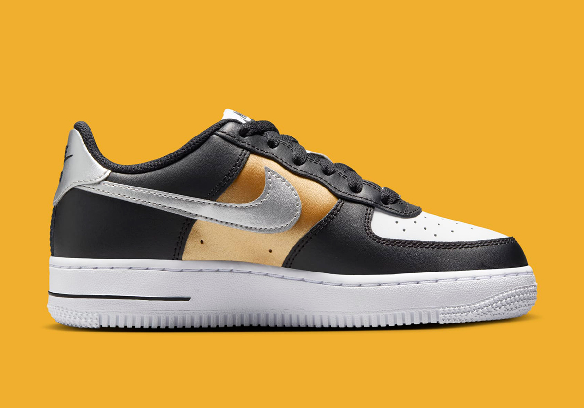 Nike Air Force 1 Low Gs Black White Metallic Gold Metallic Silver Hv0937 010 6