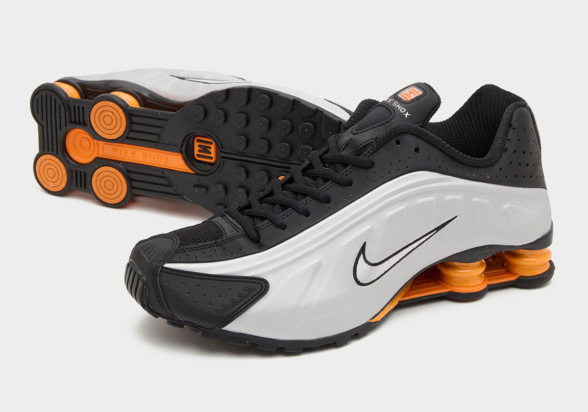 Nike Shox R4 Black Vast Grey Bright Mandarin Metallic Silver Hq1988 003 4