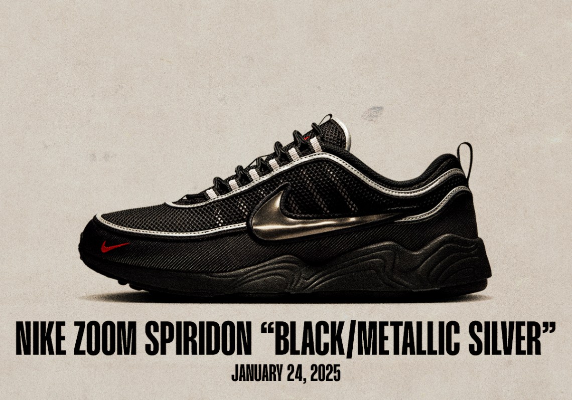 Sneaker Releases January 19 January 25 2025 Nike Zoom Spiridon Black Metallic Silver