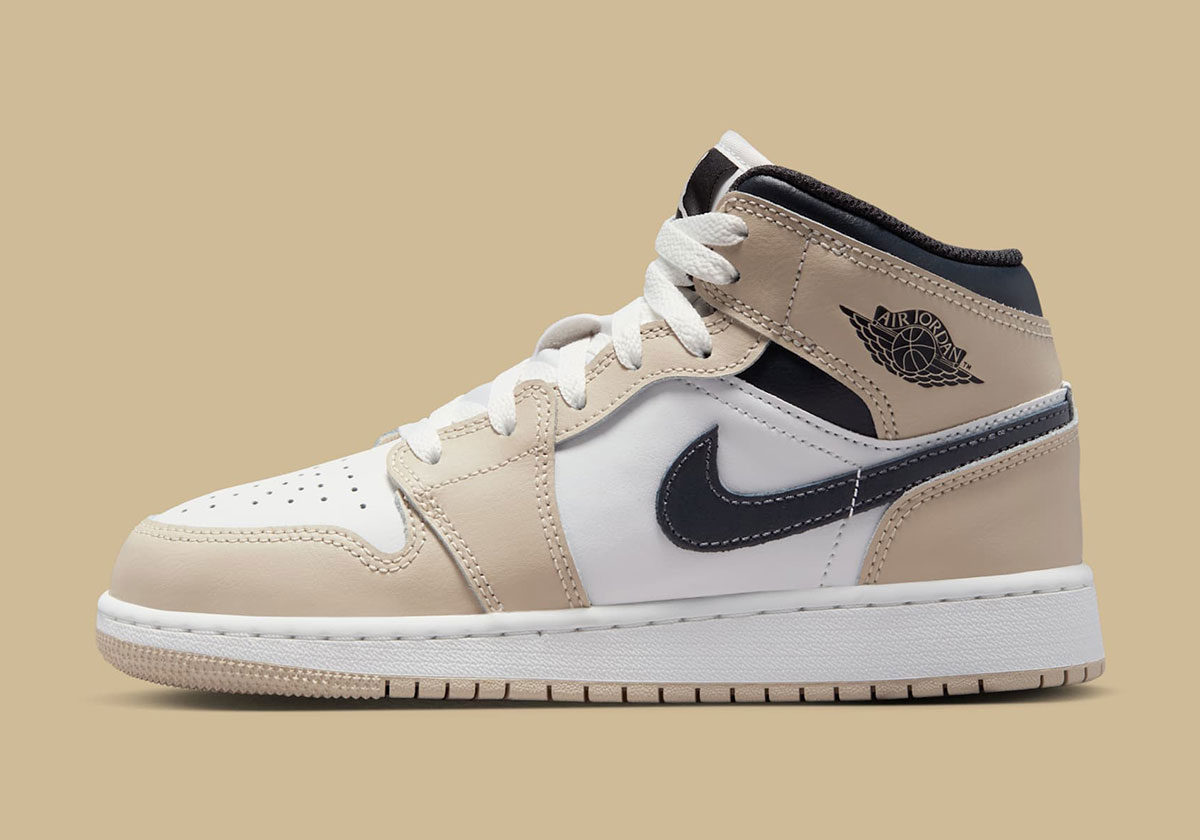 Air Jordan 1 Mid Gs Light Tan Obsidian Dq8423 153 5
