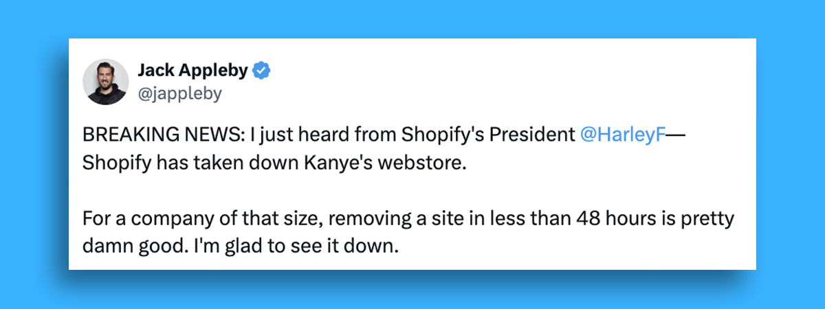 Jack Appleby Kanye West Yeezy Tweet