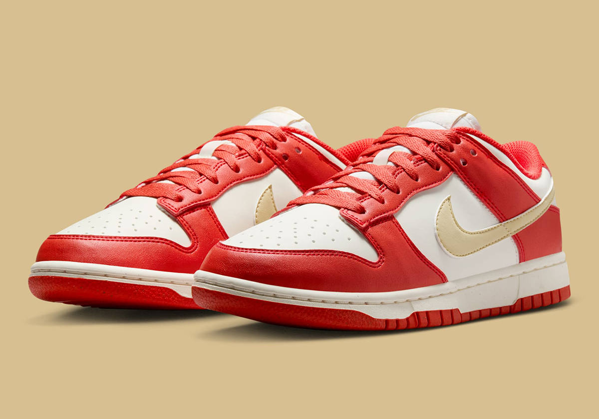The Nike Dunk Low Lines Up In Light Crimson