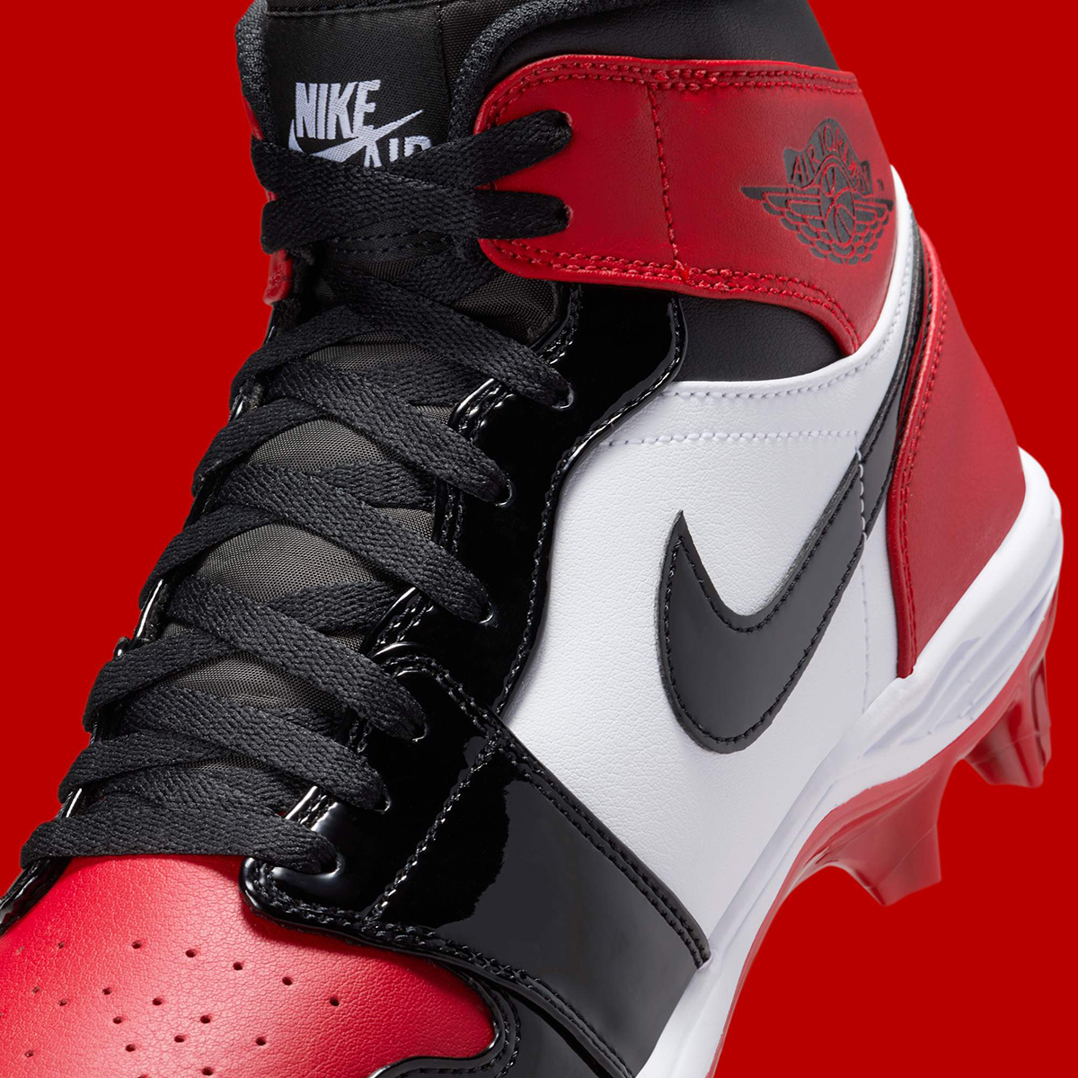 Air Jordan 1 Patent Bred Toe Football Cleats Fj6805 601 1
