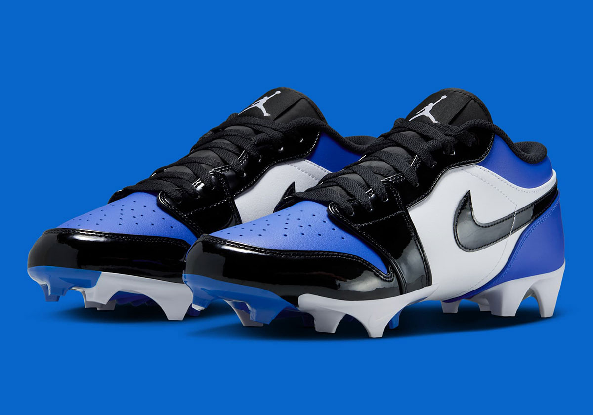 The Air Jordan 1 Low Football Cleat Takes On A “Patent Royal Toe” Colorway