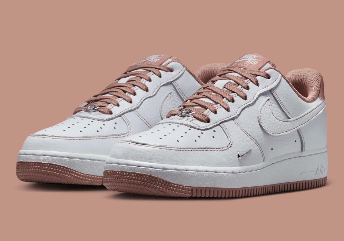 Nike Air Force 1 Low Mini Swoosh White Particle Pink Metallic Silver Ib6543 100 1